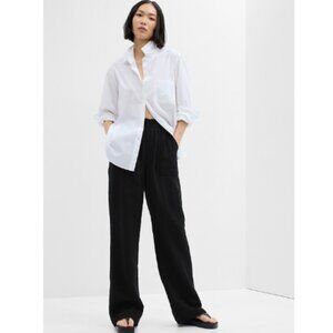 GAP Mid Rise Gauze Wide Leg Pull-On Black Pants Size Medium PETITE #875581 RT$60